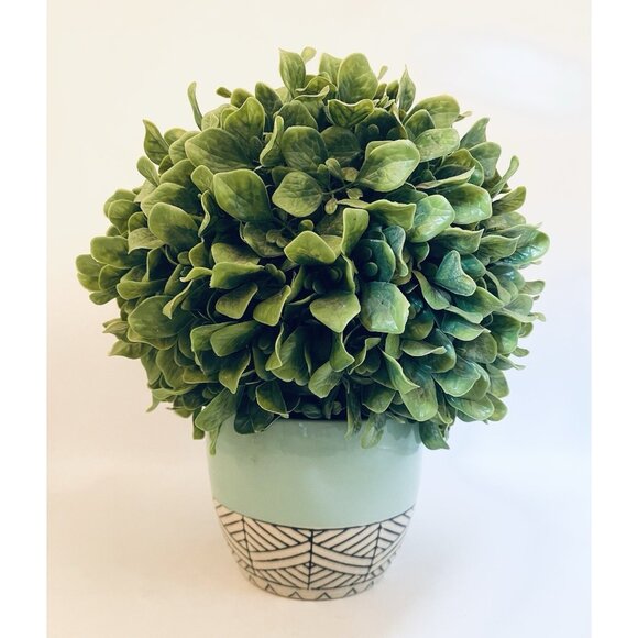 Artificial Boxwood Topiary Plant in Ceramic Pot 12” Indoor Home Office Boho - Picture 1 of 4